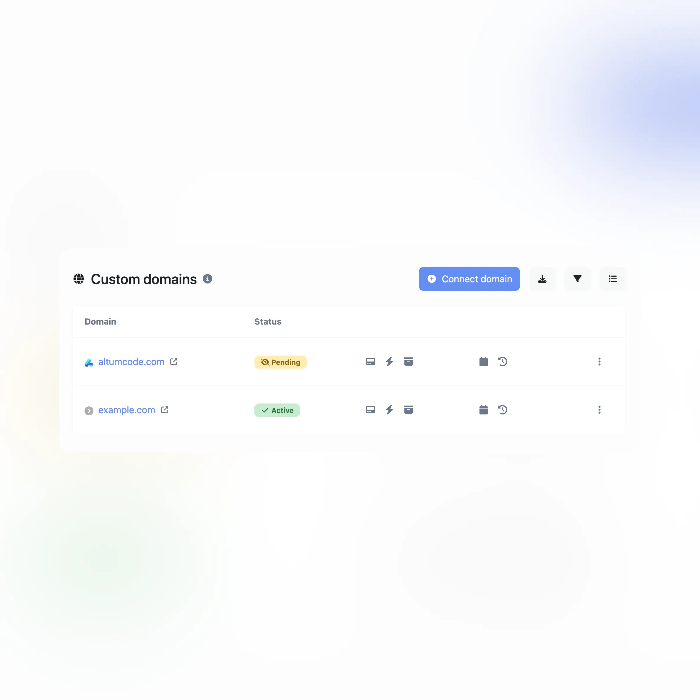 应用程序自定义域审计功能的屏幕截图